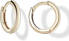 8Mm Small Huggie Hoop Earrings for Women, 14K Gold Plated 925 Sterling Silver Ti