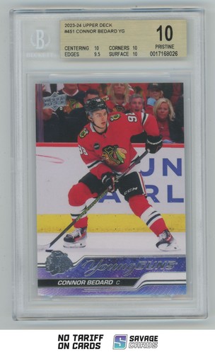 2023-24 Upper Deck Young Guns ''PRISTINE'' Connor Bedard BGS 10 #451 Chicago