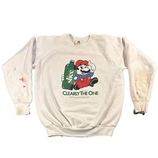 Sudadera Promocional Vintage Años 80 Mario Bros, Nintendo Slice Soda Pop, Blanca Grande