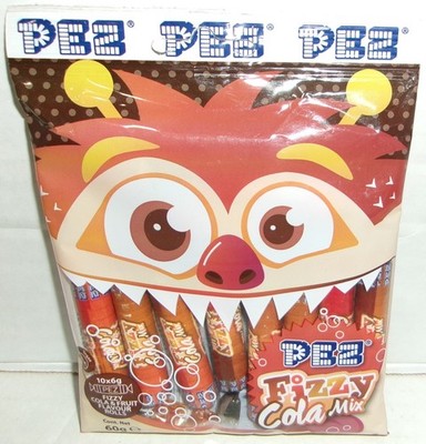 PEZ Candy Bag ~ FIZZY COLA MIX ~ 10 ROLLS ~European Edition