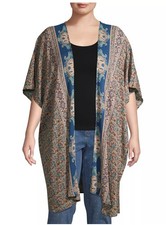 Romantic Gypsy Women's Plus Size 3XL Wide Elbow Sleeve Mixed Print Kimono