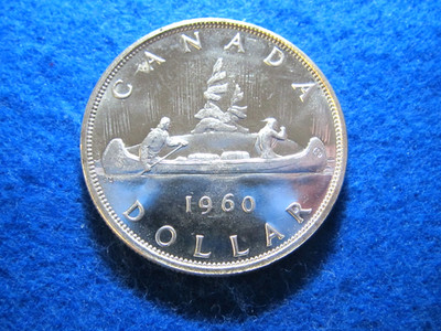 1960 Canada Silver Dollar - Semi P/L Bright Uncirculated - bit of haze bust side