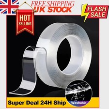 Heavy Duty Double-Sided Nano Tape Reusable Strong Stick Mounting Gel Clear UK