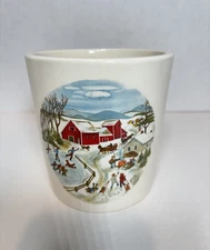 Vintage Haeger Pottery Christmas Winter Snow Farm Vase USA