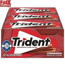 Trident Cinnamon Sugar Free Gum, 12 Packs of 14 Pieces (168 Total Pieces)