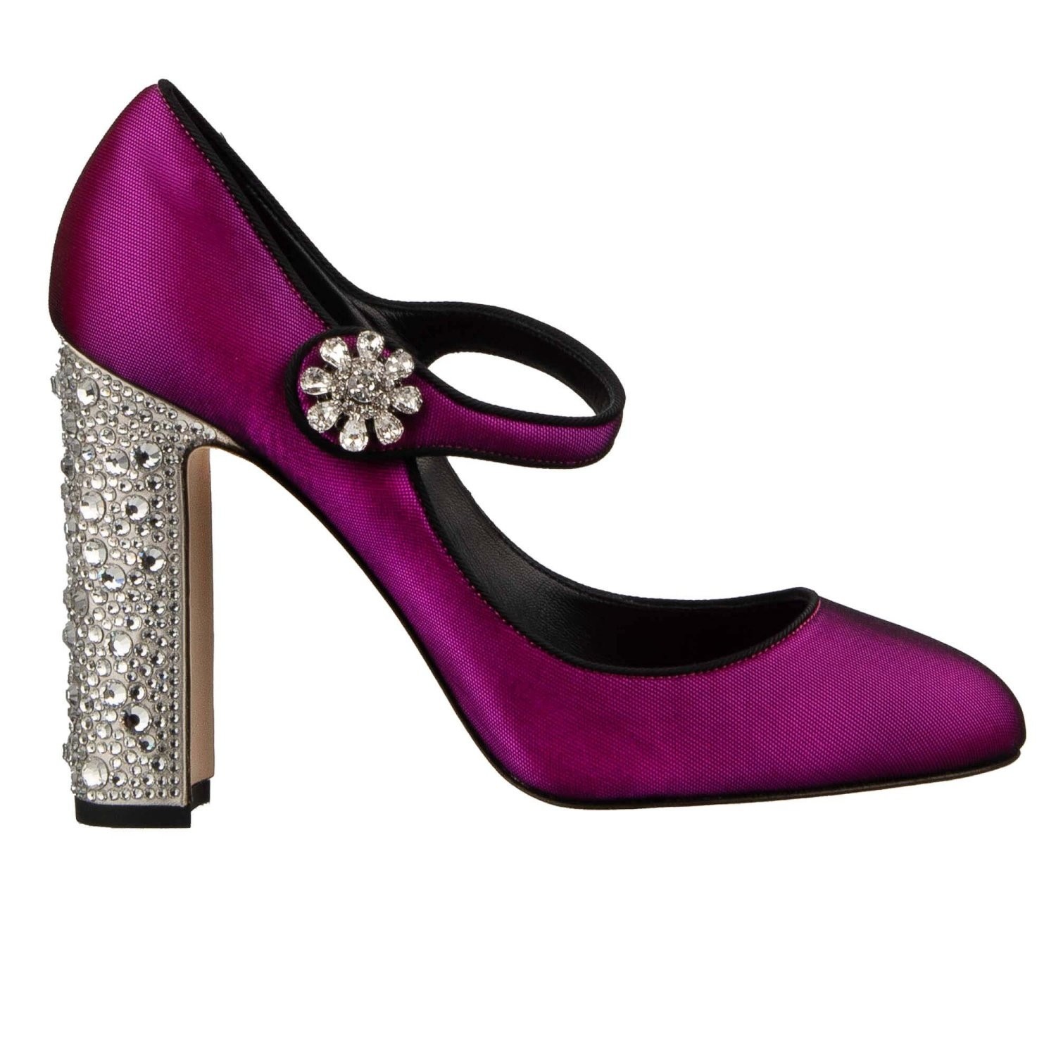 DOLCE & GABBANA Crystal Brooch High Heel Pumps VALLY Shocking Pink 38.5 8.5