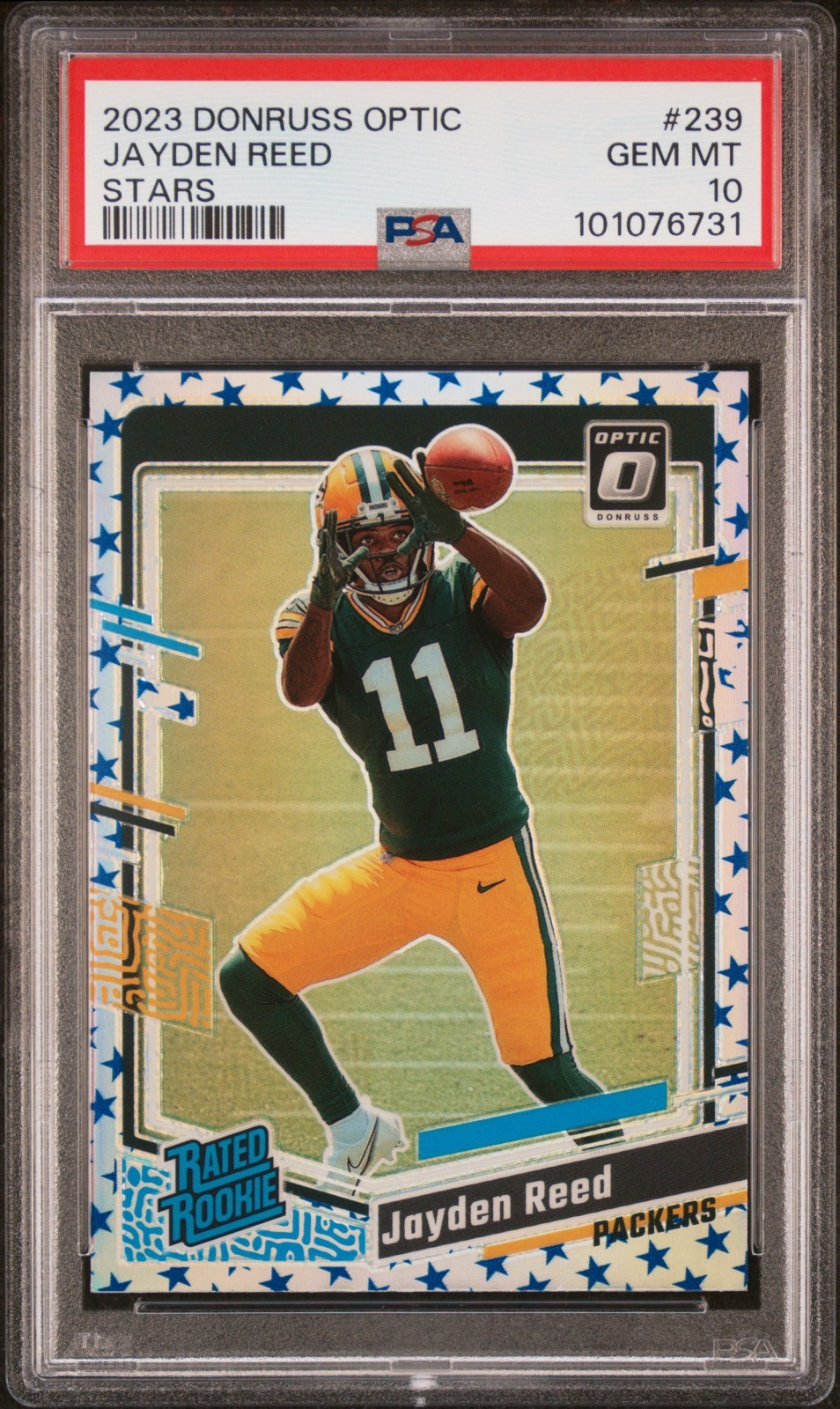 2023 Donruss Optic Jayden Reed Rated Rookie Stars SP RC PSA 10 #239