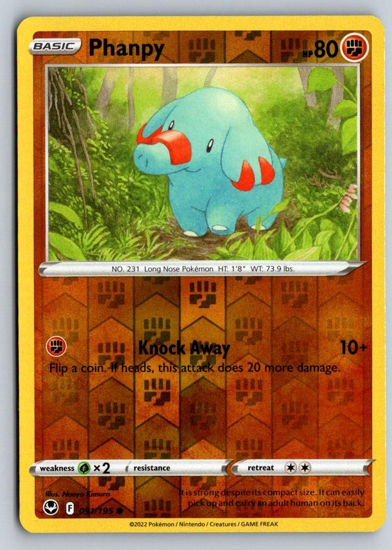 Phanpy 091/195 Common Silver Tempest Pokemon Reverse Holo Near Mint