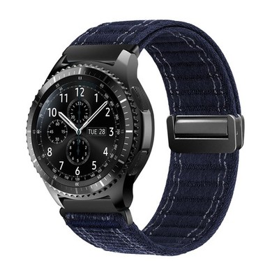 Smartwatch Armband für Samsung Gear S3 Classic 46mm Nylon Textil Magnet Blau
