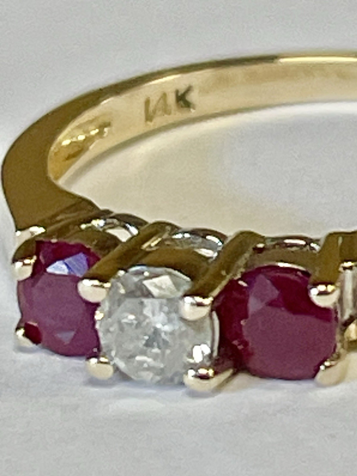 Three Stone Ruby and Diamond Engagement Ring In 1… - image 1