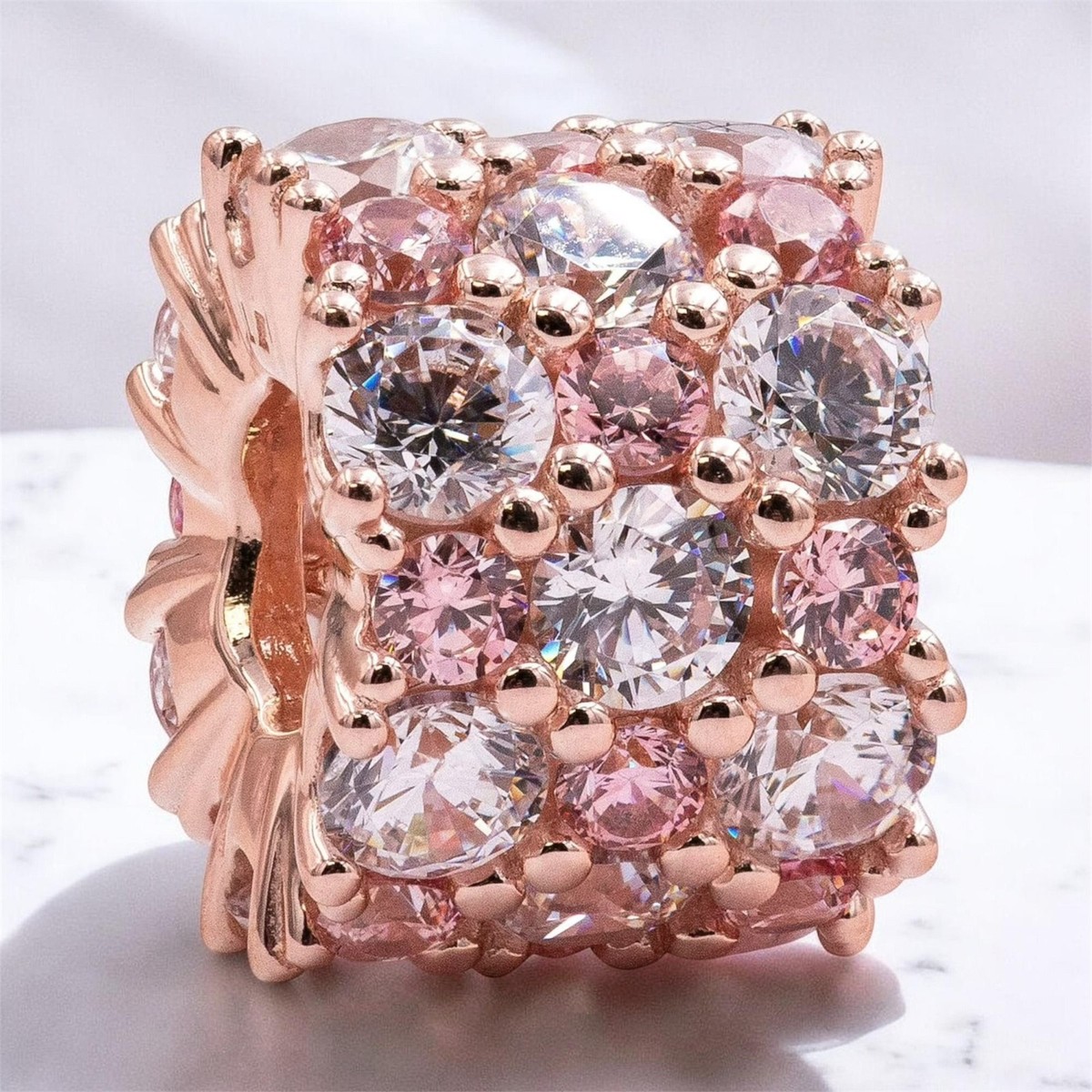 NEW Authentic Pandora Rose Gold Pink & Clear Sparkle Charm
