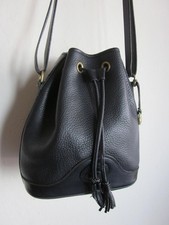 Vintage Dooney Bourke Black Pebbled Leather Drawstring Bucket Bag