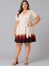 Simply Vera By Vera Wang Tie Dye Ombre Wrap Dress XXL Plus Boho Resort NWT