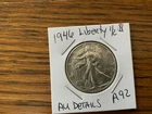 1946Walking Liberty Half Dollar high grade AU details A92