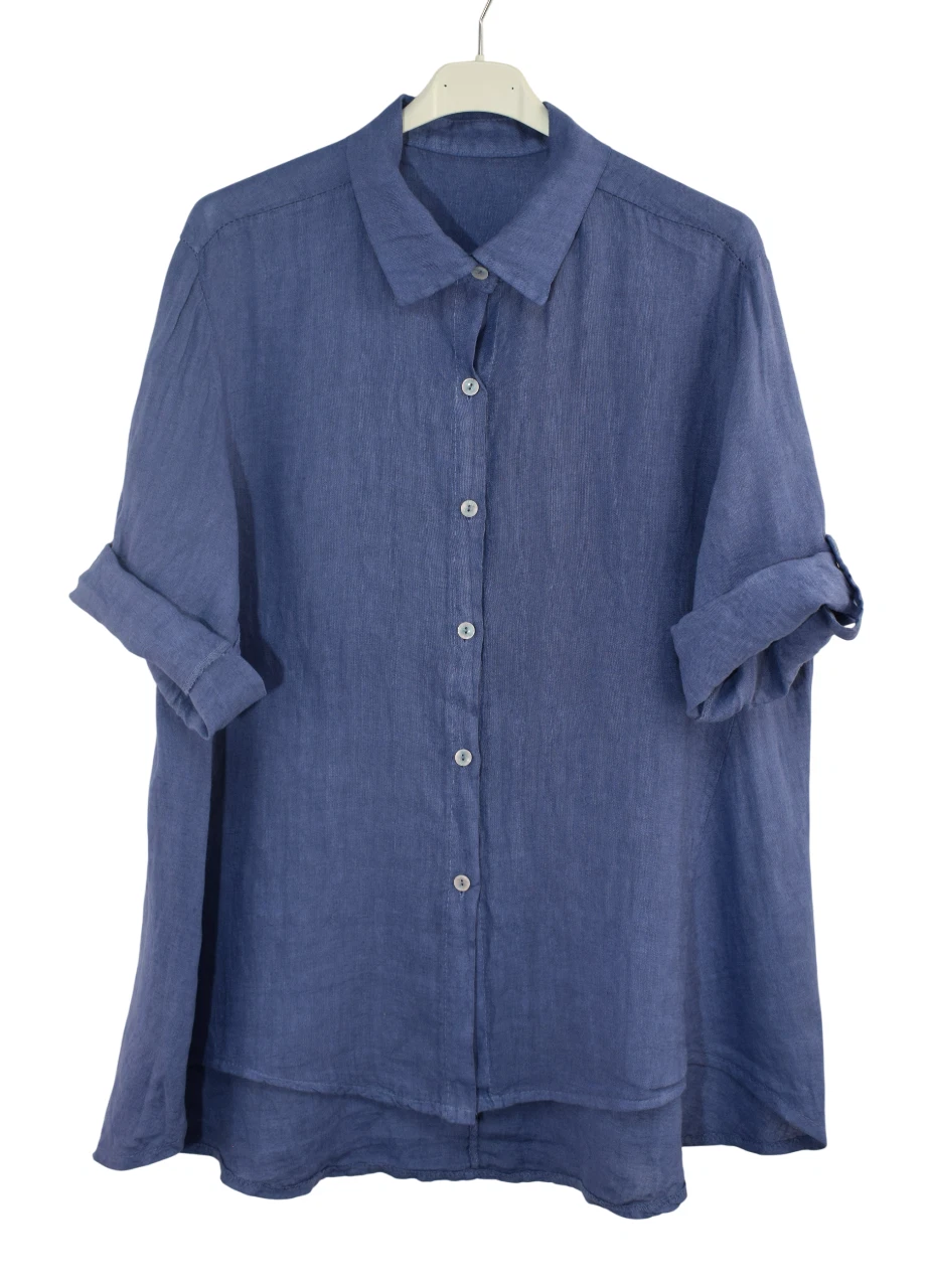 Italian Lagenlook Linen Oversized Button Through Collared Shirt Blouse.
Opens in a new window or tab