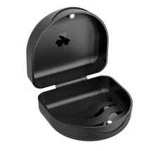 (2 Pack) Retainer Case,Solid Orthodontic Retainer Case-Black Black