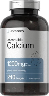 Horb?ach Calcium 1200 mg with Vitamin D3 | 240 Softgels | 5000 IU Vitamin D3 | A