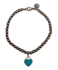 Tiffany  Co. Blue Heart Tag Bead Bracelet JHp56