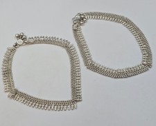 1 paar Antike Rajasthani Damen Fu&szlig;ketten Indien aus Echt Silber- 45,2 Gr. 26,5cm