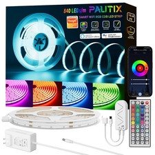 RGB COB LED Strip Light 16.4ft/5m,UL Listed 840LEDs/m 24V Color Changing LED ...