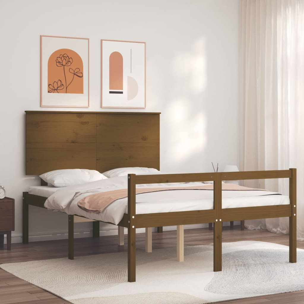 Cama de Matrimonio para Personas Mayores Cabecero Somier Madera Blanco vidaXL vi