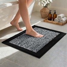 24x17 Inch Bathroom Rugs Non Slip Washable Black Bath Mat Soft Quick Dry