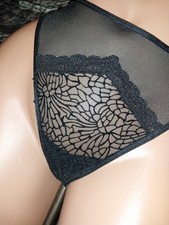 VTG SILKY NYLON MESH SHEER MAIDENFORM BIKINI PANTIES NEW NOD LACY INSERT M