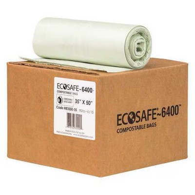 Ecosafe-6400 39 gal Trash Bags, 35 in x 50 in, Extra Heavy-Duty, 0.85 mil, Green