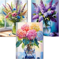 Axquilon 3 Packs Flowers Paint by Numbers 12x16in 30x40cm , 3 Pack