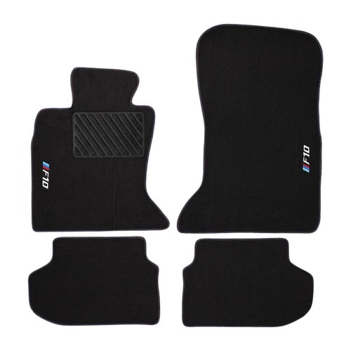 BMW F10 Black Carpet Floor Mats M Stitch LHD 2011-2013 Custom Fit Set