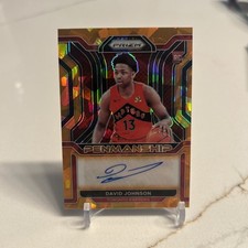 2021-22 PRIZM DAVID JOHNSON PENMANSHIP ORANGE CRACKED ICE ROOKIE AUTO