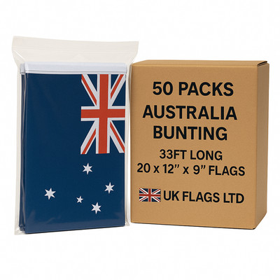 50 Packungen 10 m Australien Flagge Wimpelkette - Großhandel Bulk Restposten WM 2026