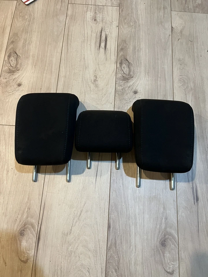 2016-2019 Toyota Yaris iA Sedan 4 Door Rear Head Rest Set Of 3 Black W/Blue OEM - Image 4 of 4