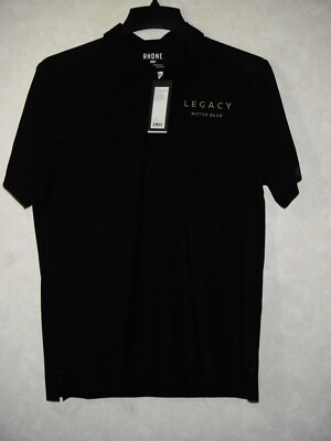 Rhone Polo Shirt Men M Black ''LEGACY MOTOR CLUB''CHEVY Collared Short Sleeve