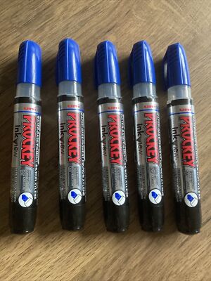 Uni-Ball Prockey Ink View Permanent Markers, BLUE Ink REF:PM-225(PKT  5)BRAND NEW UK