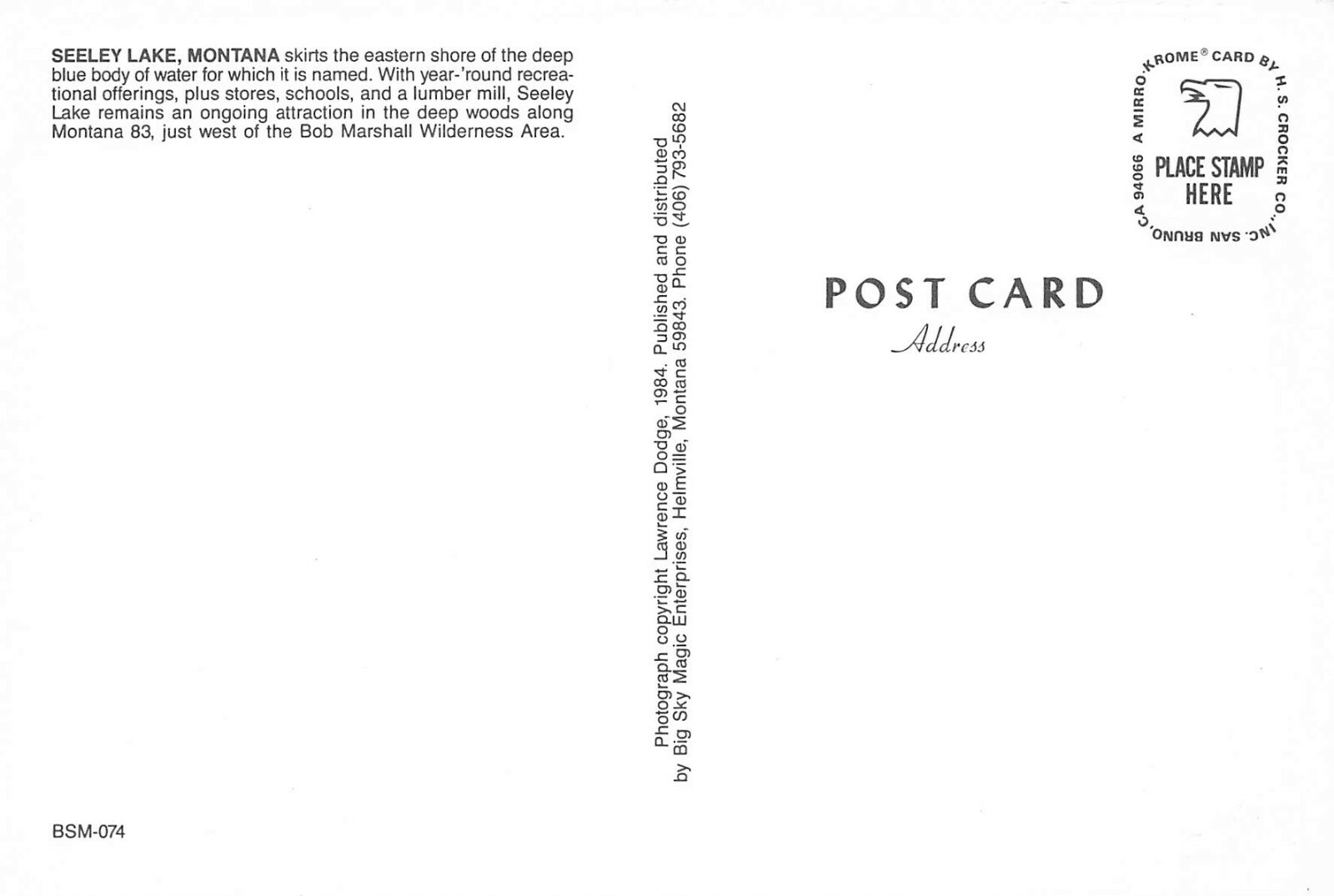 Seeley Lake Montana Highway 83 Bob Marshall Wilderness Area Vintage