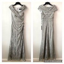 La Femme 27982 Portrait Neck Lace Gown Platinum 4