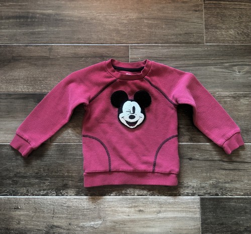 Disney Junior Mickey Mouse Crewneck Sweatshirt Size 3T Winking Toddler Red Mouse