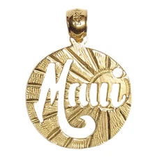 New 14k Yellow Gold Sunburst Maui Pendant