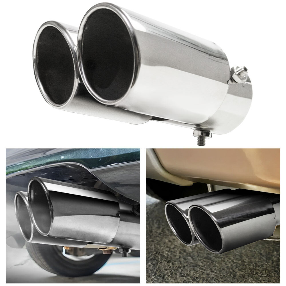 Dual Pipe Stainless Steel Exhaust Tip Rear Muffler Accessory
