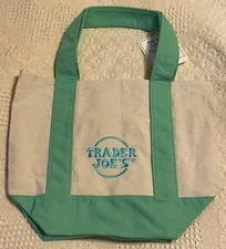 NEW!! Pastel Green/Teal Trader Joe's Mini Canvas Tote Bag