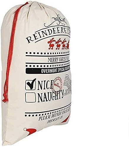 Новый большой холст Санта подарок мешок Рождество холст Санта подарок сумка персонализировать 19 x 27 - Изображение 2 из 4
