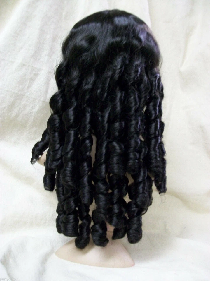 Peruca boneca bebê preta cachos anel era guerra civil Southern Belle Mary Todd Lincoln - Imagem 4 de 4