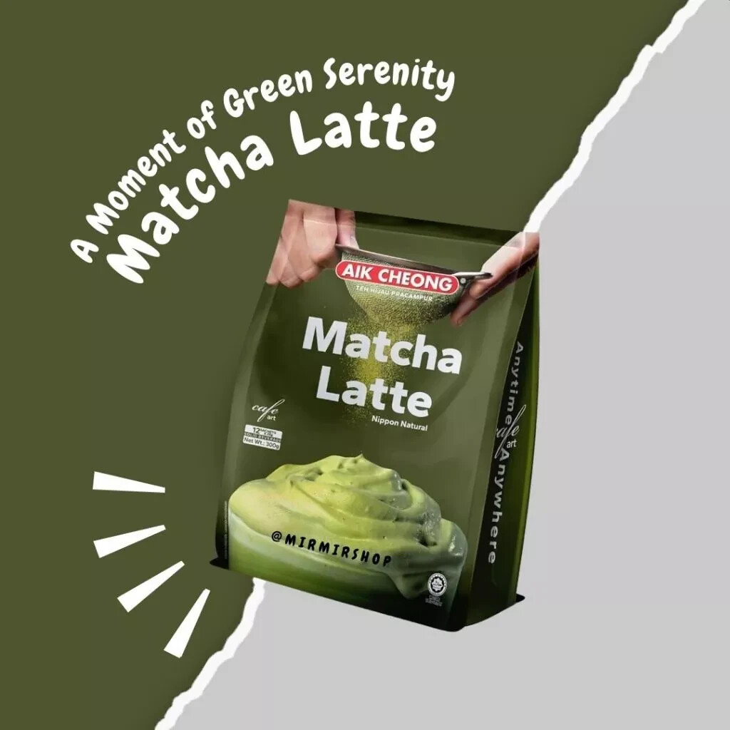 2X AIK CHEONG Matcha Green Tea Latte Caffeine-Free 300g (12