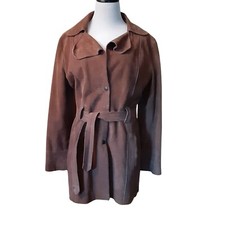 Arte Piel Women's Suede Jacket, Button Front, Tie Belt, Size 11/12
