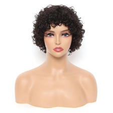 Black Pixie Short Cut Curly Wig for Black Women Human Hair Wig Heat Safe Natural