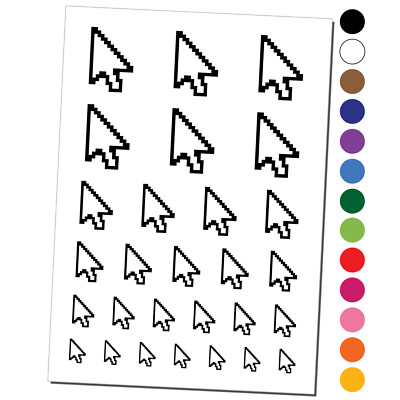 Digital Mouse Arrow Pointer Icon Temporary Tattoo Water Resistant Set Collection
