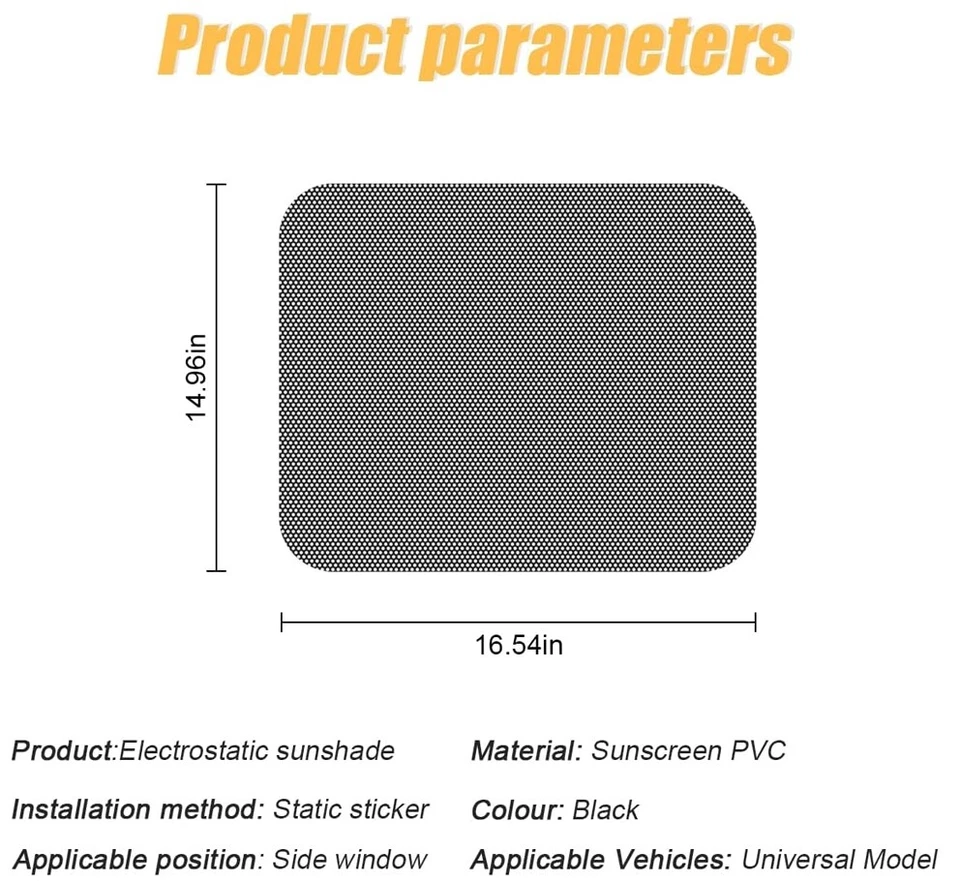 4*Car Side Window Sunshade Static Cling Auto Shade Sticker Reuseable Window Film - Image 4 of 4