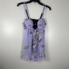 Apt 9 Babydoll Slip Dress Lingerie Chemise Small Purple Floral Mesh Padded