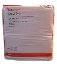 Cardinal Health Heavy Contoured UnScented Curity Maxi Pad 5.51x13.78 14x35 cm 30